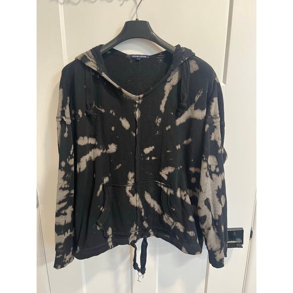 Ocean Drive Clothing Co. Tops - Ocean Drive‎ Black/Grey Womens Tie Dye Hooded Sweatshirt Size M Grunge